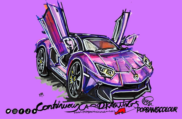 Lamborghini Aventador | #ContinuousCar metal print | 30cm x 20cm