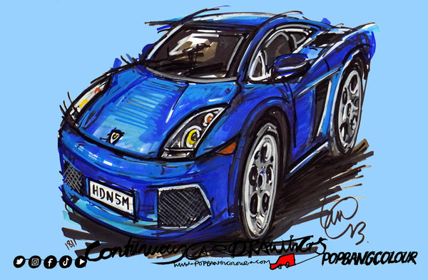 Lamborghini Gallardo blue | #ContinuousCar metal print | 30cm x 20cm