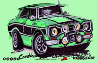 Ford Escort MKI green | #ContinuousCar metal print | 30cm x 20cmr