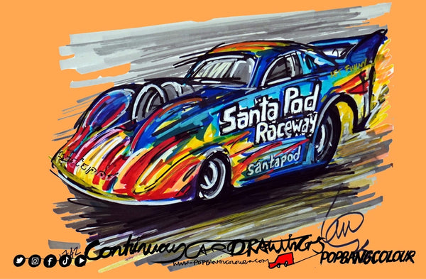 Santa Pod dragster | #ContinuousCar metal print | 30cm x 20cm