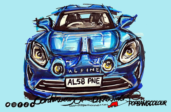 Alpine A110 | #ContinuousCar metal print | 30cm x 20cm