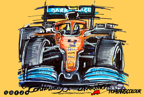 McLaren F1 Lando Norris 2022 | #ContinuousCar metal print | 30cm x 20cm