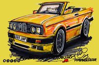 BMW E30 cabriolet | #ContinuousCar metal print | 30cm x 20cmr