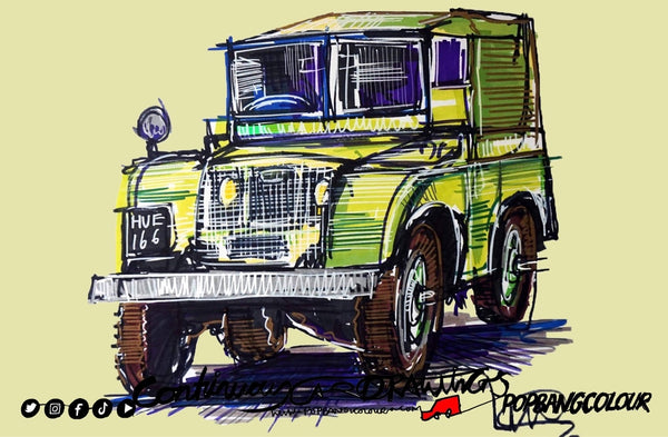 Land Rover Huey 88 inch | #ContinuousCar metal print | 30cm x 20cm