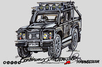 Land Rover Defender 110 Tomb Raider | #ContinuousCar metal print | 30cm x 20cm