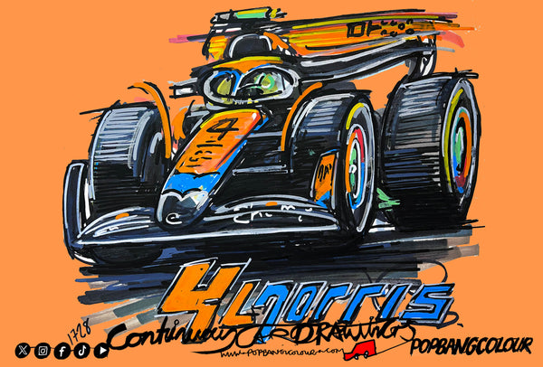 McLaren F1 Lando Norris | #ContinuousCar metal print | 30cm x 20cm