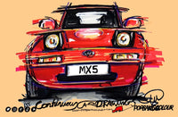 Mazda MX-5 red | #ContinuousCar metal print | 30cm x 20cm