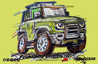 Land Rover Defender 90 | #ContinuousCar metal print | 30cm x 20cm