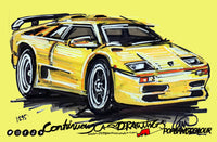 Lamborghini Diablo yellow | #ContinuousCar metal print | 30cm x 20cm