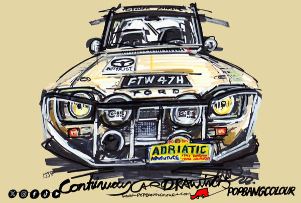Ford Escort MKI The Motorist | #ContinuousCar metal print | 30cm x 20cmr