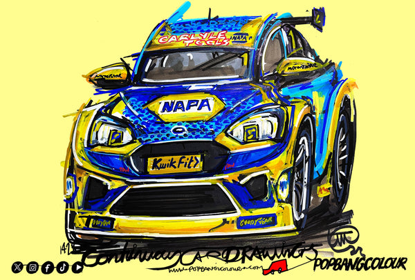 Ford Focus BTCC Napa Racing | #ContinuousCar metal print | 30cm x 20cmr