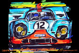 Porsche 917 Gulf livery - black background | #ContinuousCar metal print | 30cm x 20cm