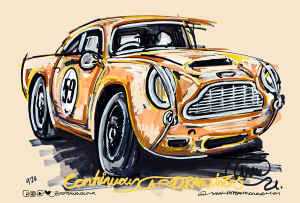 Aston Martin DB5 Racecar| #ContinuousCar metal print |30cm x 20cm