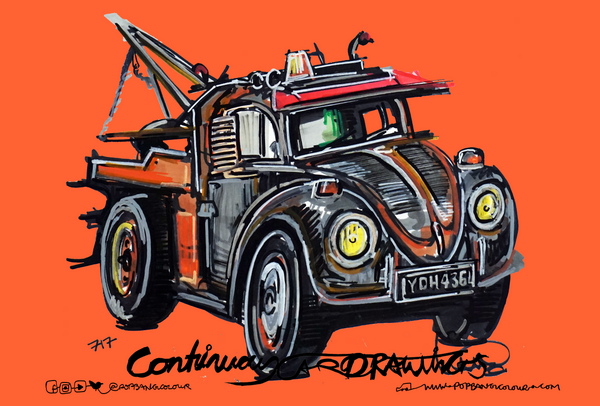 Volkswagen Beetle Pickup | #ContinuousCar metal print | 30cm x 20cm