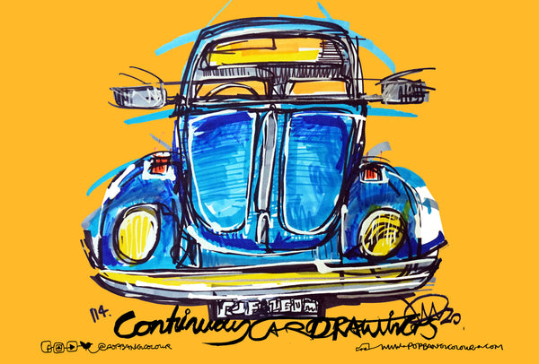 Volkswagen Beetle | #ContinuousCar metal print | 30cm x 20cm