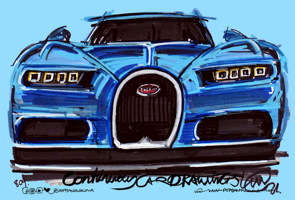 Bugatti Chiron | #ContinuousCar metal print | 30cm x 20cm