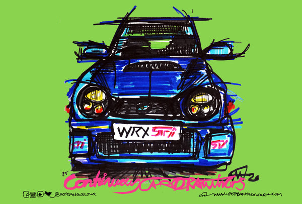 Subaru WRX STi | #ContinuousCar metal print | 30cm x 20cm