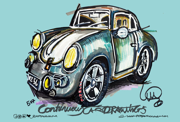 Porsche 356 | #ContinuousCar metal print | 30cm x 20cm