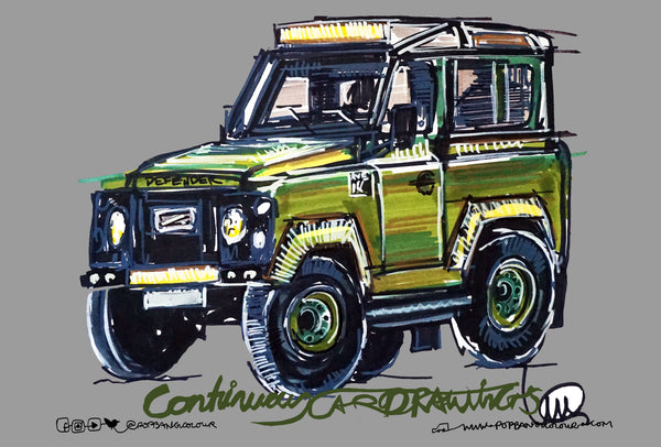 Land Rover Defender 90 HUE edition | #ContinuousCar metal print | 30cm x 20cm