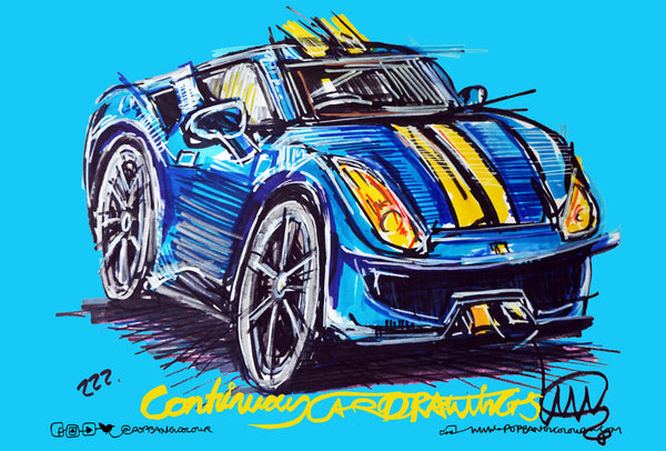 Ferrari 488 Pista | #ContinuousCar metal print | 30cm x 20cm