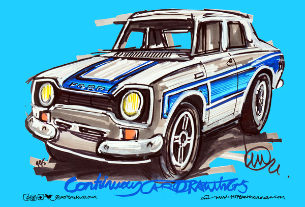 Ford Escort MK1 | #ContinuousCar metal print | 30cm x 20cm