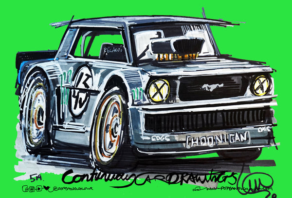 Ford Mustang - Hoonicorn - Ken Block | #ContinuousCar metal print | 30cm x 20cm