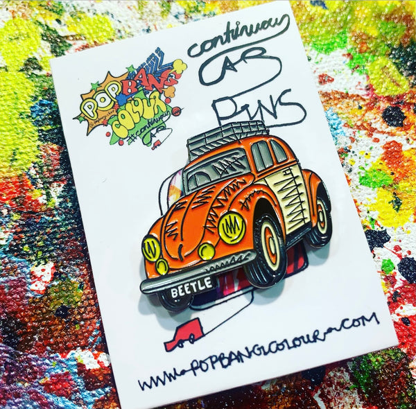 VW "Baloo the Beetle" orange enamel pin badge - | Very low stock