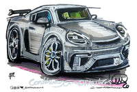 Porsche 718 GT4 - JCR | #ContinuousCar metal print | 30cm x 20cm
