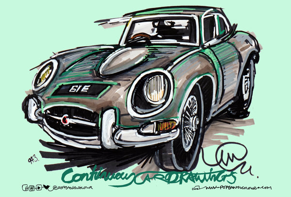 Jaguar E-TYPE Coupe | #ContinuousCar metal print | 30cm x 20cm