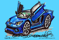 Lamborghini Aventador - blue | #ContinuousCar metal print | 30cm x 20cm