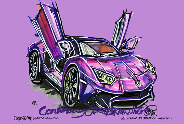 Lamborghini Aventador | #ContinuousCar metal print | 30cm x 20cm