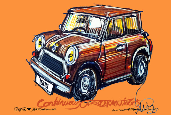 Mini 1000 | #ContinuousCar metal print | 30cm x 20cm