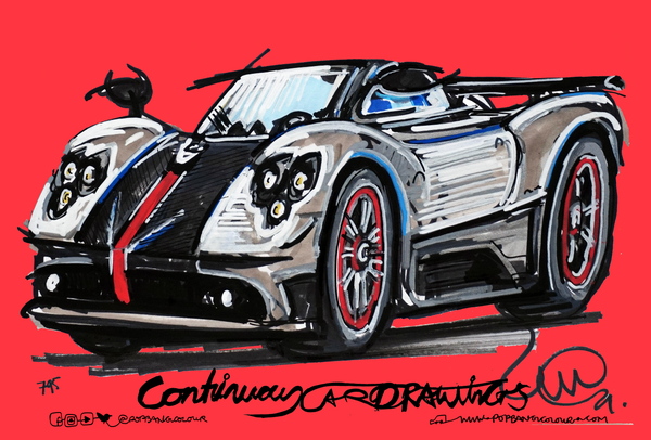 Pagani  Zonda Cinque Roadster | #ContinuousCar metal print | 30cm x 20cm