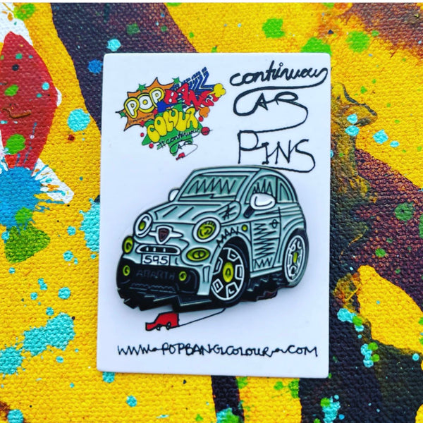 Abarth 595 Grey - Limited edition enamel pin badge - | 17 only remaining