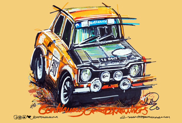 Ford Escort MK1 Rally Car | #ContinuousCar metal print | 30cm x 20cm