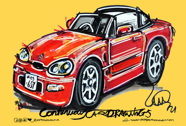 Suzuki Cappuccino | #ContinuousCar metal print | 30cm x 20cm
